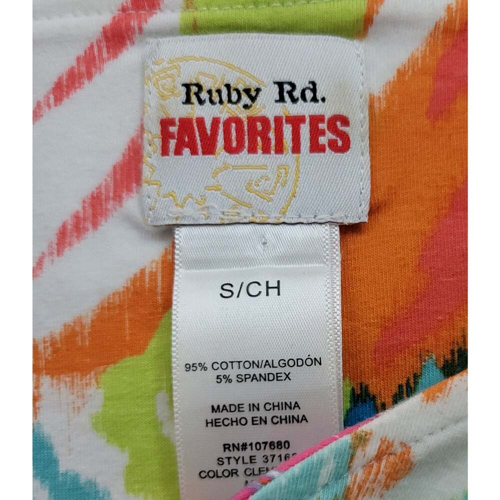 Ruby Rd. White Multi Color Abstract Print Top Small Rhinestones Soft Lightweight - Picture 4 of 4